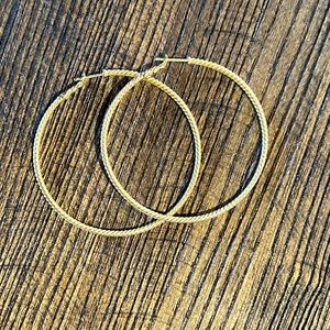 Authentic David Yurman 2” Gold Cable Hoop Earrings 18k Yellow Gold.